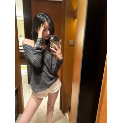 純欲辣妹大領口長袖t恤女夏季2025新款防曬衣罩衫高級松弛感上衣