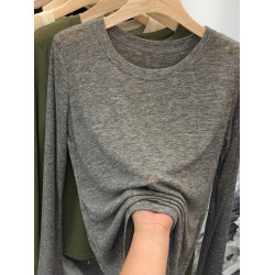 薄款正肩黑色長袖t恤女打底衫2025秋季面膜內搭純色防曬罩衫上衣