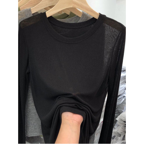 薄款正肩黑色長袖t恤女打底衫2025秋季面膜內搭純色防曬罩衫上衣 薄款正肩黑色長袖t恤女打底衫2025秋季面膜內搭純色防曬罩衫上衣