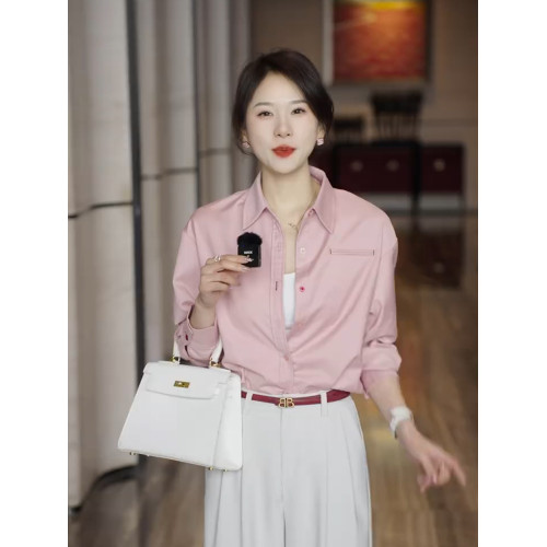 設計感粉色長袖襯衫女裝秋季2025年新款通勤職業百搭襯衣氣質時髦