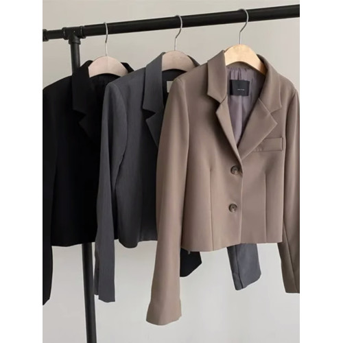 短款復古西裝外套女2023秋季新款高級感小個子休閒設計感西服上衣 短款復古西裝外套女2023秋季新款高級感小個子休閒設計感西服上衣