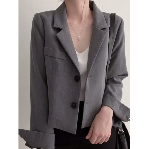 短款復古西裝外套女2023秋季新款高級感小個子休閒設計感西服上衣 短款復古西裝外套女2023秋季新款高級感小個子休閒設計感西服上衣