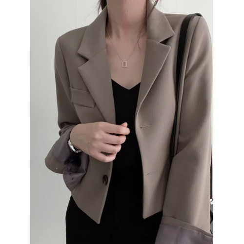 短款復古西裝外套女2023秋季新款高級感小個子休閒設計感西服上衣 短款復古西裝外套女2023秋季新款高級感小個子休閒設計感西服上衣