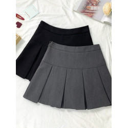 灰色百褶半身裙女裙2026早春高腰超短裙設計感小個子a字短款裙子