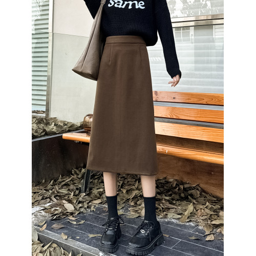 棕色毛呢半身裙女秋冬小個子搭配中長款直筒a字開叉包臀一步裙xxs 棕色毛呢半身裙女秋冬小個子搭配中長款直筒a字開叉包臀一步裙xxs