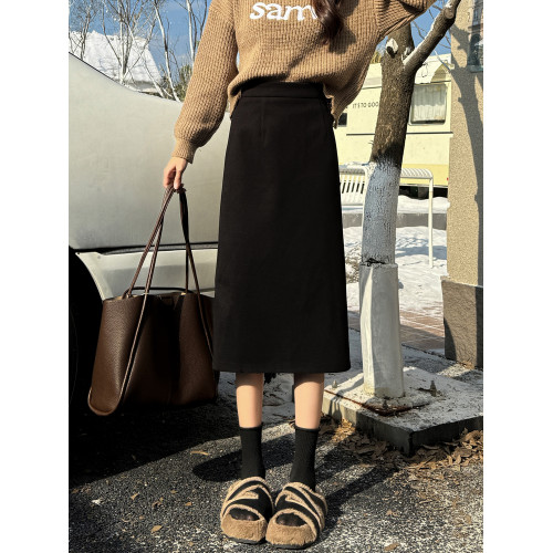 棕色毛呢半身裙女秋冬小個子搭配中長款直筒a字開叉包臀一步裙xxs 棕色毛呢半身裙女秋冬小個子搭配中長款直筒a字開叉包臀一步裙xxs