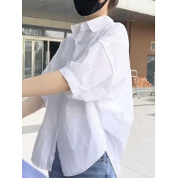 2025短袖襯衫女夏襯衣寬松小個子半袖上衣設計感小衆別致個性小衫