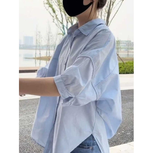 2025短袖襯衫女夏襯衣寬松小個子半袖上衣設計感小衆別致個性小衫