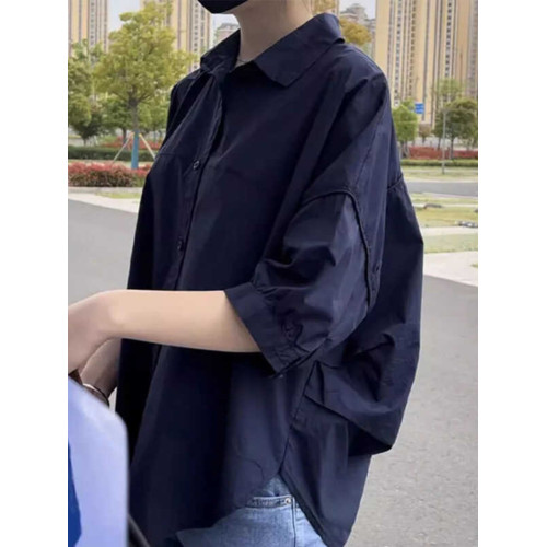 2025短袖襯衫女夏襯衣寬松小個子半袖上衣設計感小衆別致個性小衫