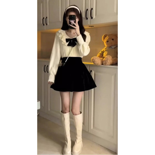 秋季新款女裝溫柔系炸街奶乖早秋奶系穿搭小香學院風套裝連衣裙子