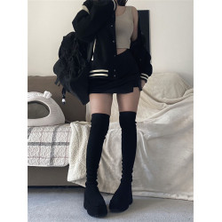 大碼胖mm開叉黑色半身裙女春秋高腰a字短裙褲梨形身材包臀一步裙