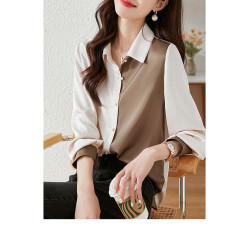 2025女裝新款雪紡衫襯衫女大復古港味休閒上衣寬松女士長袖襯衣女