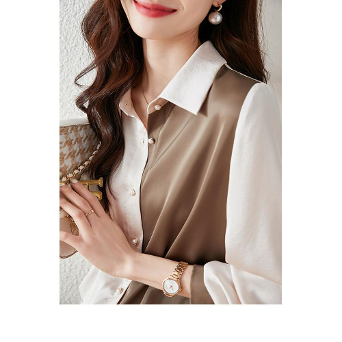 2025女裝新款雪紡衫襯衫女大復古港味休閒上衣寬松女士長袖襯衣女