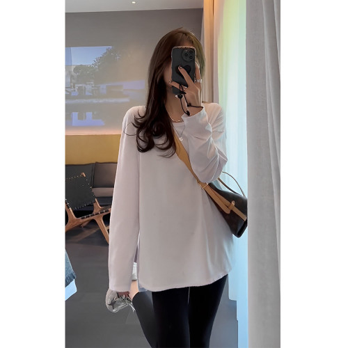 白色中長款打底衫女內搭德絨2025年春秋冬季上衣寬松純棉長袖t恤 白色中長款打底衫女內搭德絨2025年春秋冬季上衣寬松純棉長袖t恤