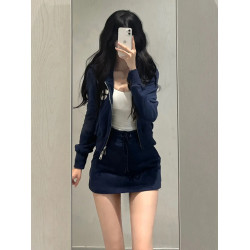 2025新款收腰a字包臀衛衣套裝連衣裙子女秋冬季小個子穿搭一整套