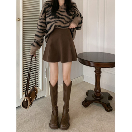 大碼咖色毛呢半身裙女春秋2025年a字短裙遮胯包臀繖裙高腰百褶裙 大碼咖色毛呢半身裙女春秋2025年a字短裙遮胯包臀繖裙高腰百褶裙