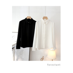 白色襯衫女高級感面試職業裝工作服工裝雪紡正裝長袖白襯衣春秋款