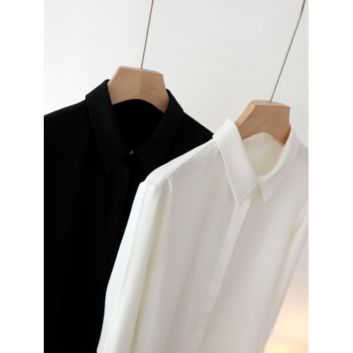 白色襯衫女高級感面試職業裝工作服工裝雪紡正裝長袖白襯衣春秋款