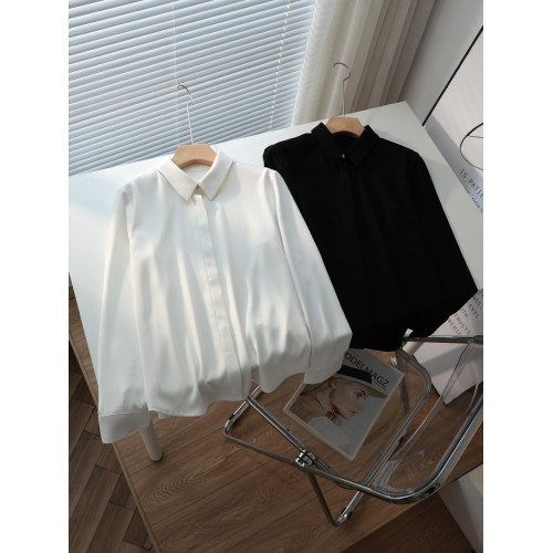 白色襯衫女高級感面試職業裝工作服工裝雪紡正裝長袖白襯衣春秋款