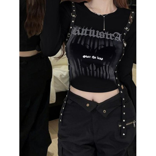 美式飄帶長袖T恤女秋季2025歐貨小衫爆款緊身短款打底衫辣妹上衣 美式飄帶長袖T恤女秋季2025歐貨小衫爆款緊身短款打底衫辣妹上衣