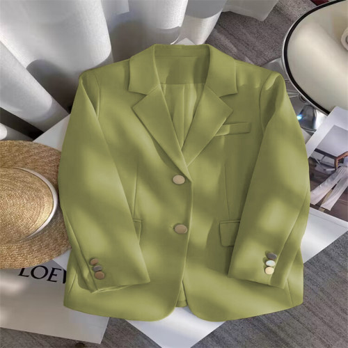 牛油果色西裝外套女2025新款春秋設計感炸街上衣流行西服 牛油果色西裝外套女2025新款春秋設計感炸街上衣流行西服