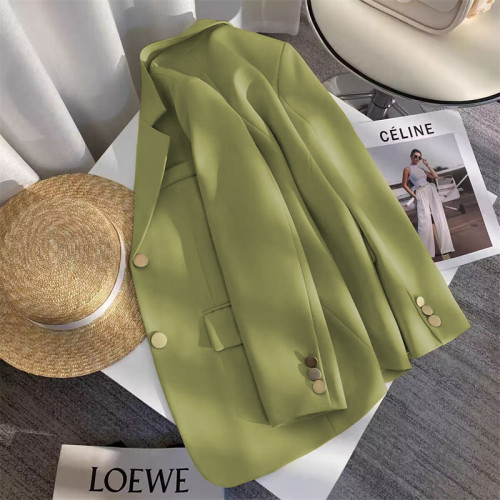 牛油果色西裝外套女2025新款春秋設計感炸街上衣流行西服 牛油果色西裝外套女2025新款春秋設計感炸街上衣流行西服