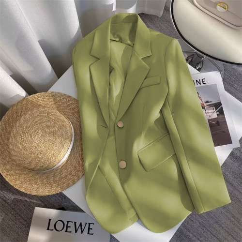 牛油果色西裝外套女2025新款春秋設計感炸街上衣流行西服 牛油果色西裝外套女2025新款春秋設計感炸街上衣流行西服