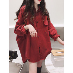 遮肉復古寬松減齡T恤衫大碼長袖休閒文藝春秋季洋氣上衣顯瘦襯衣