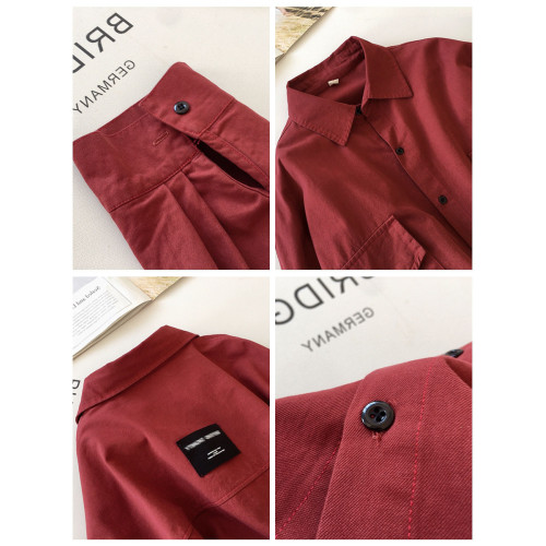 遮肉復古寬松減齡T恤衫大碼長袖休閒文藝春秋季洋氣上衣顯瘦襯衣