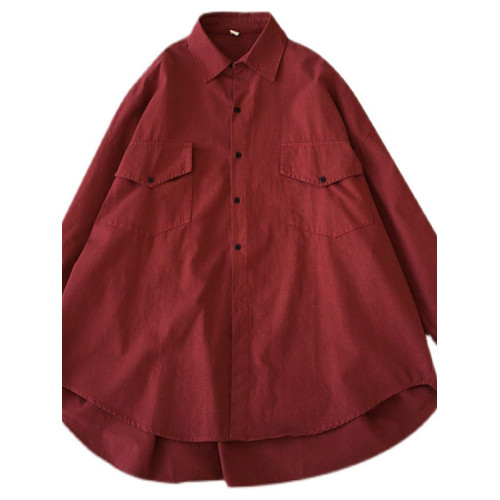 遮肉復古寬松減齡T恤衫大碼長袖休閒文藝春秋季洋氣上衣顯瘦襯衣