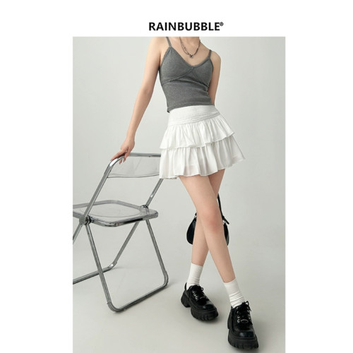 雨氣泡~小個子蓬蓬蛋糕半身裙女春夏季短款小白裙a字短裙白色裙子 雨氣泡~小個子蓬蓬蛋糕半身裙女春夏季短款小白裙a字短裙白色裙子