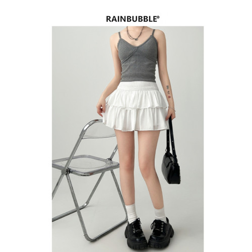 雨氣泡~小個子蓬蓬蛋糕半身裙女春夏季短款小白裙a字短裙白色裙子 雨氣泡~小個子蓬蓬蛋糕半身裙女春夏季短款小白裙a字短裙白色裙子