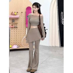 上身秒好看朦朧假兩件網紗瑜珈服女 帶胸墊運動T恤短款健身服長袖