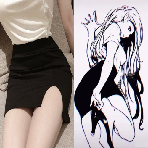 開叉包臀裙性感a字短裙子小心機辣妹半身裙女春秋季新款緊身黑色