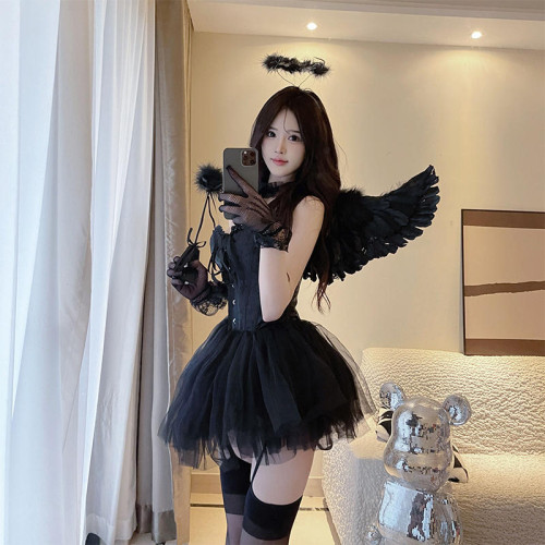 萬聖節cosplay惡魔黑天使套裝純欲套裝遊樂場穿搭製服角色扮演製