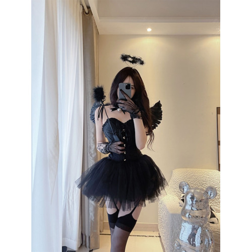 萬聖節cosplay惡魔黑天使套裝純欲套裝遊樂場穿搭製服角色扮演製