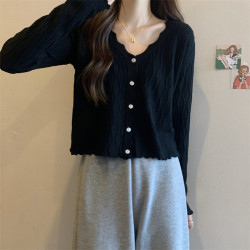 大碼女裝遮肚子冰絲長袖針織上衣女春秋胖妹妹洋氣顯瘦百搭打底衫