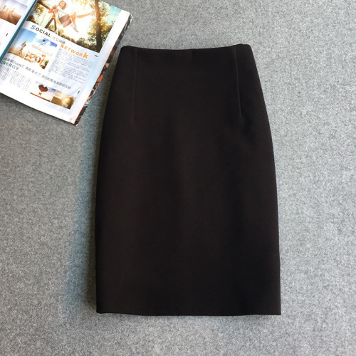 韓版毛呢裙半身裙女2025秋冬新款高腰純色彈力中裙包臀裙一步裙子