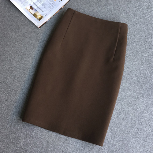 韓版毛呢裙半身裙女2025秋冬新款高腰純色彈力中裙包臀裙一步裙子