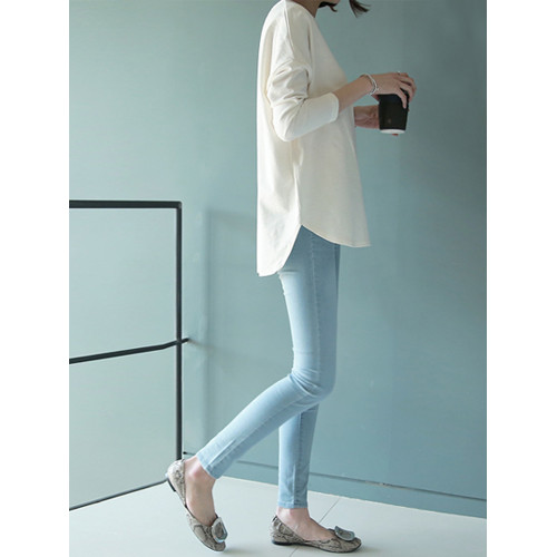 2025大碼中長款寬松純棉白色T恤女內搭長袖打底衫上衣春秋冬加絨