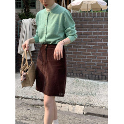 咖色燈芯絨a字裙女胖mm秋冬高腰顯瘦半身中裙百搭加長配靴子短裙