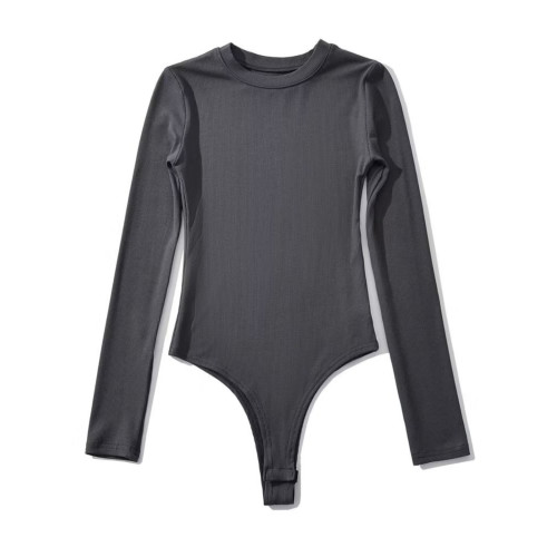 圓領長袖連體打底衫ins上衣2023春螺紋彈力修身棉質連體連檔T恤 圓領長袖連體打底衫ins上衣2023春螺紋彈力修身棉質連體連檔T恤