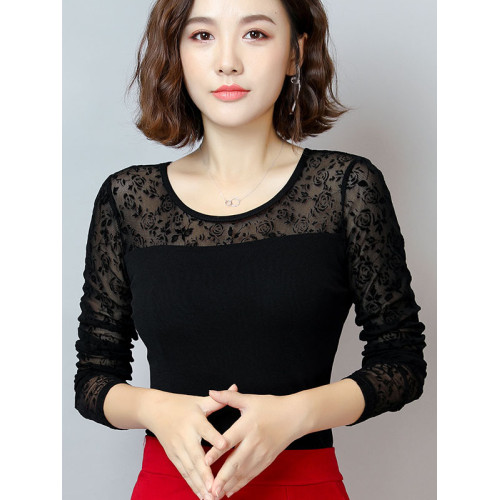 高領網紗長袖打底衫春裝新款大碼薄款彈性透氣純色紗衣t恤女上衣 高領網紗長袖打底衫春裝新款大碼薄款彈性透氣純色紗衣t恤女上衣