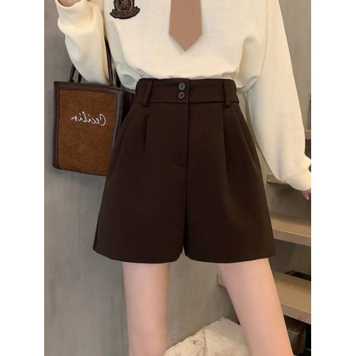 毛呢短褲女秋冬外穿2023年新款高腰顯瘦A字百搭時尚ins濶腿靴褲子 毛呢短褲女秋冬外穿2023年新款高腰顯瘦A字百搭時尚ins濶腿靴褲子