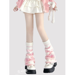 原創y2k亞文化粉色條紋腿套女星星珍珠毛線針織襪套lolita堆堆襪