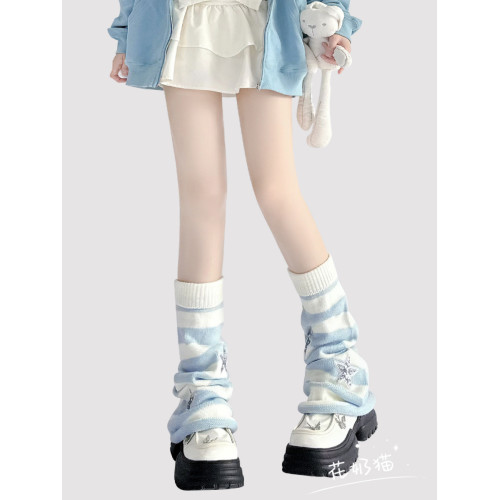 原創y2k亞文化粉色條紋腿套女星星珍珠毛線針織襪套lolita堆堆襪 原創y2k亞文化粉色條紋腿套女星星珍珠毛線針織襪套lolita堆堆襪