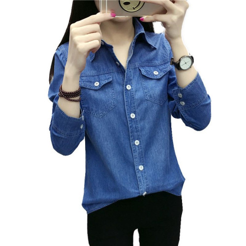 牛仔襯衣女2025春秋季新款純棉長袖韓版薄外套修身百搭打底衫學生