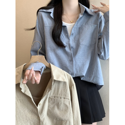 大碼微胖休閒法式假兩件襯衫女裝秋季高級感襯衣胖MM遮肉顯瘦上衣