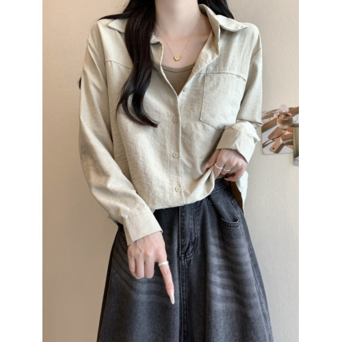 大碼微胖休閒法式假兩件襯衫女裝秋季高級感襯衣胖MM遮肉顯瘦上衣