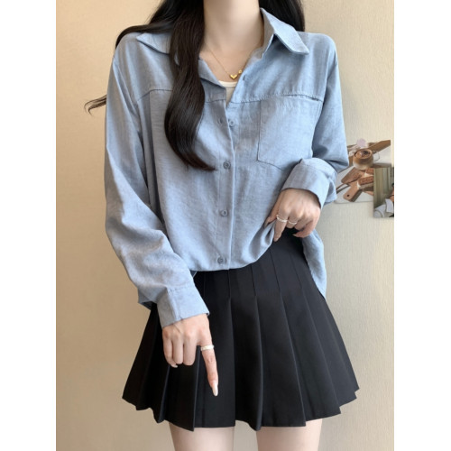 大碼微胖休閒法式假兩件襯衫女裝秋季高級感襯衣胖MM遮肉顯瘦上衣